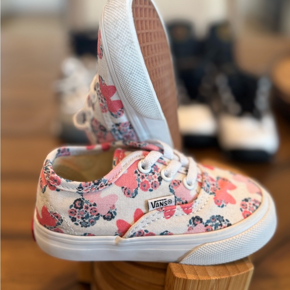 Vans Pink and White Minnie Mouse Toddler Sneakers